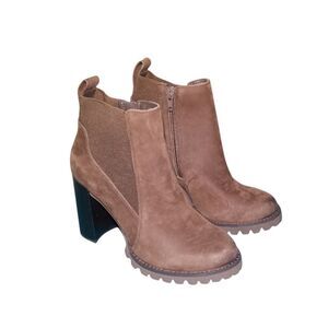 Gibson Latimer Brown Chunky Heeled Ankle Boots Sz 5.5 Suede Leather